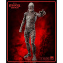 Action figure of a character from 'Stranger Things' on a red and black background with Netflix logo.