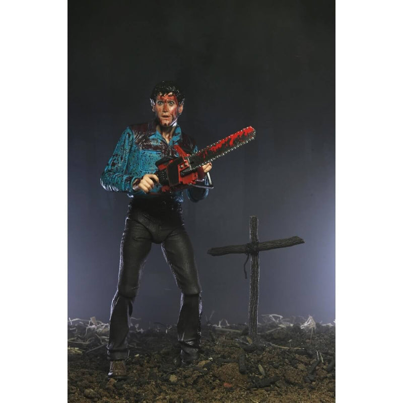 Evil Dead Ultimate Bloody Ash & Cheryl Williams 2-Pack 7" Scale NECA Action Figures, Ash with chainsaw