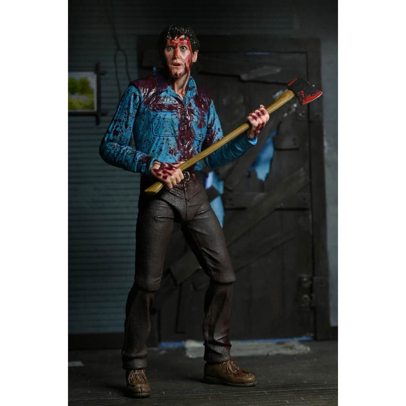 Evil Dead Ultimate Bloody Ash & Cheryl Williams 2-Pack 7" Scale NECA Action Figures, Ash holding axe