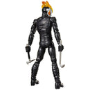 Black action figure with a fiery helmet on a white background