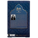 Barbie Diwali packaging with text and a photo of Anita Dongre on a blue background