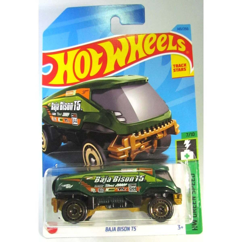 Hot Wheels 2023 Mainline HW Green Speed Series 1:64 Scale Diecast Cars (International Card), Baja Bison T5 Teal