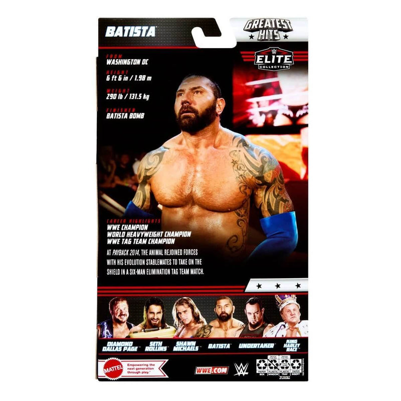 WWE 2023 Elite Collection Greatest Hits Batista Action Figure, package back