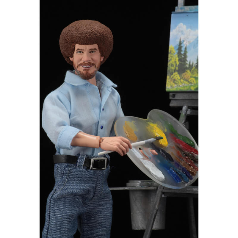 NECA Bob Ross 8” Clothed Action Figure, holding palette