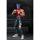 Casey Jones Action figure with American flag helmet and red shirt against a dark background