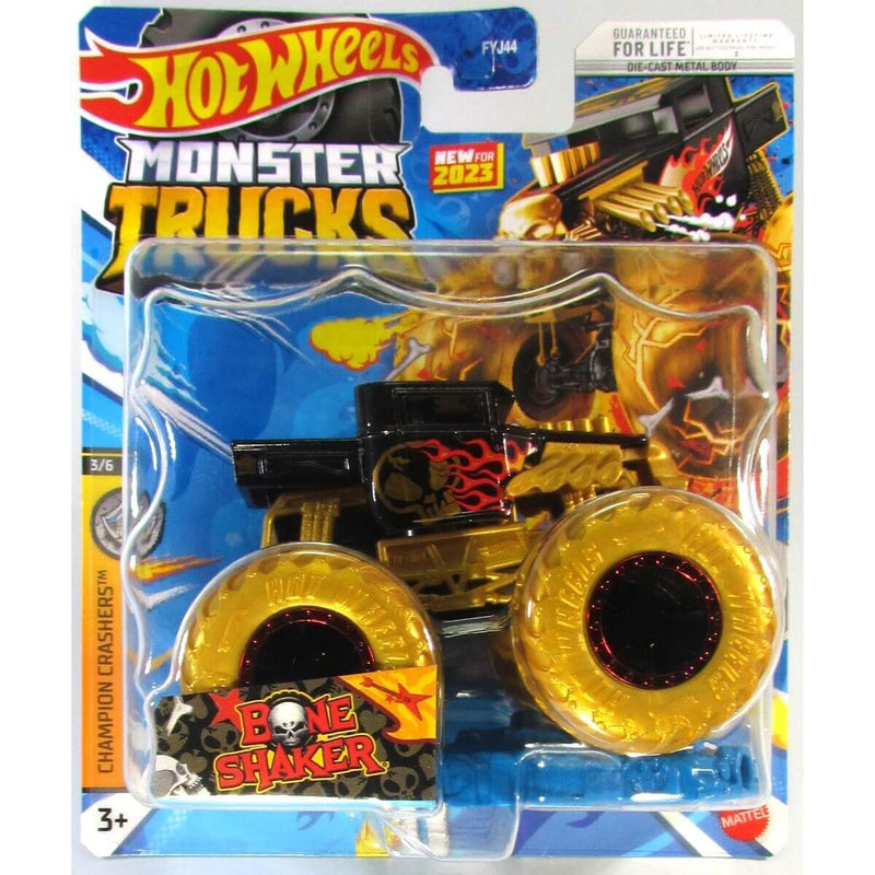 Hot Wheels 2023 1:64 Scale Die-Cast Monster Trucks (Mix 6), Bone Shaker