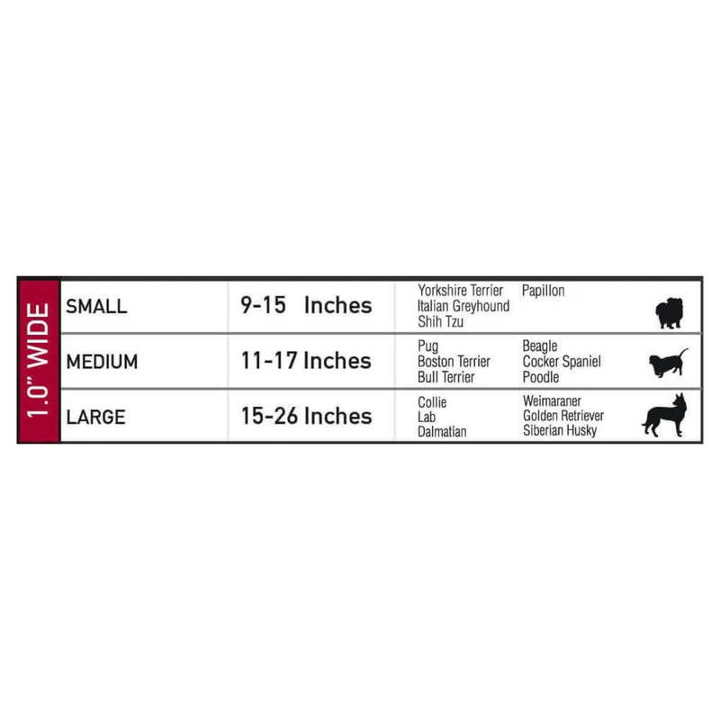 Buckle-Down Clip collar Size Chart