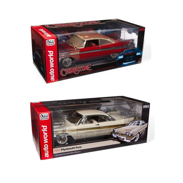 Christine + Plymouth Fury 2-Piece Collector's Bundle 1957 & 1958 1:18 Scale Diecast Cars