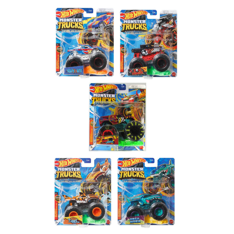 Hot Wheels 2023 1:64 Scale Die-Cast Monster Trucks "Monster Trucks Live" Series 5-Piece Bundle