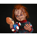 Bride of Chucky 1:1 Replica Life-Size Chucky by NECA holding chucky doll