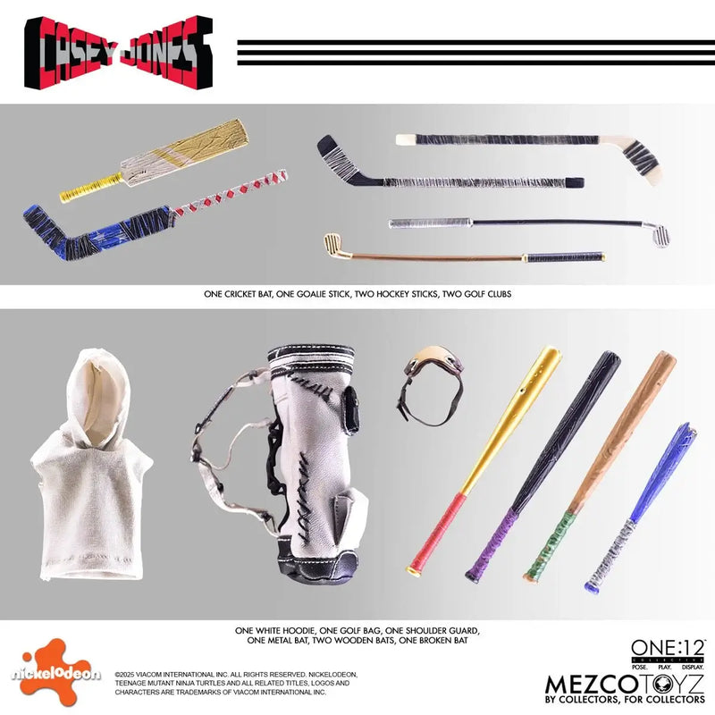 Collection of sports equipment and accessories with branding on a gray background