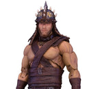Action figure of a warrior in detailed armor on a white background