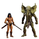 Action figure of a muscular character with a sword and an elephant-like creature on a white background