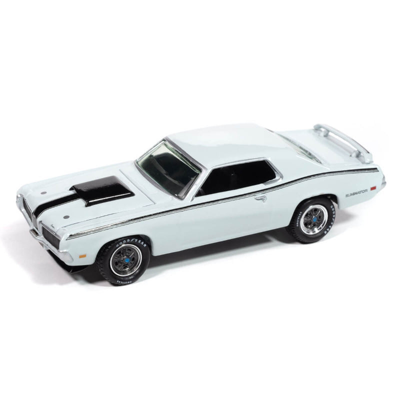 Johnny Lightning 2024 Collector's Tin Vehicles R2 (A&B) 1970 Mercury Cougar Eliminator Mecum Auctions (Pastel Blue)