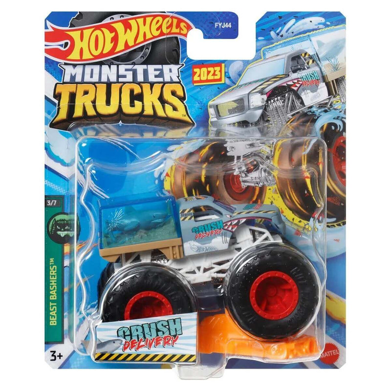 Hot Wheels 2023 1:64 Scale Die-Cast Monster Trucks (Mix 6), Crush Delivery