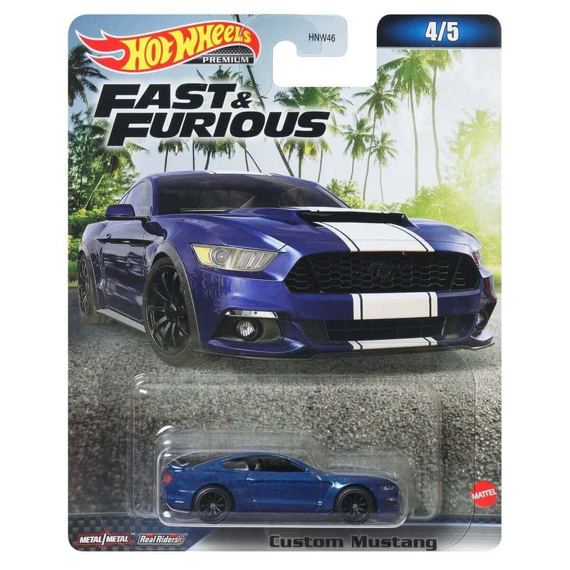 Hot Wheels Premium 2023 Fast and Furious (Mix 3) 1:64 Scale Diecast Vehicles, Custom Mustang