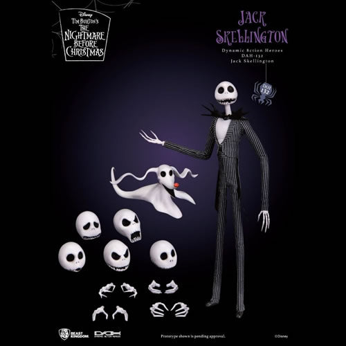 Jack Skellington Dynamic 8-ction Heroes 8" Action Figure DAH-132, showing figure and accessories