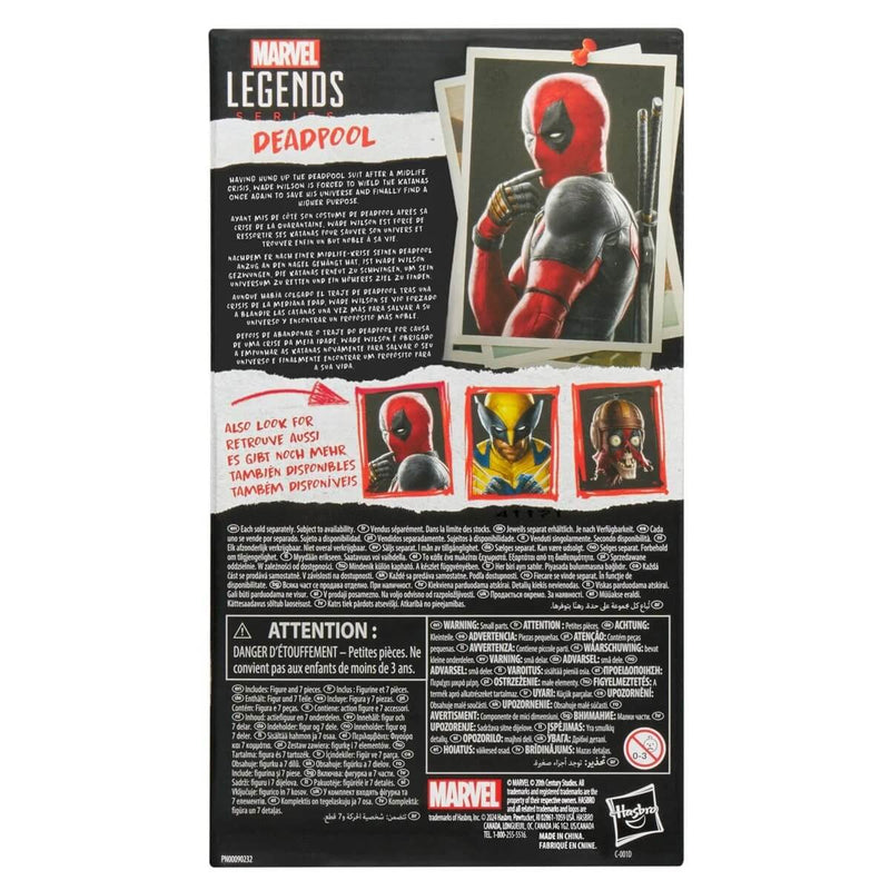 Deadpool & Wolverine Marvel Legends 6-Inch Action Figures, Deadpool packaging , back