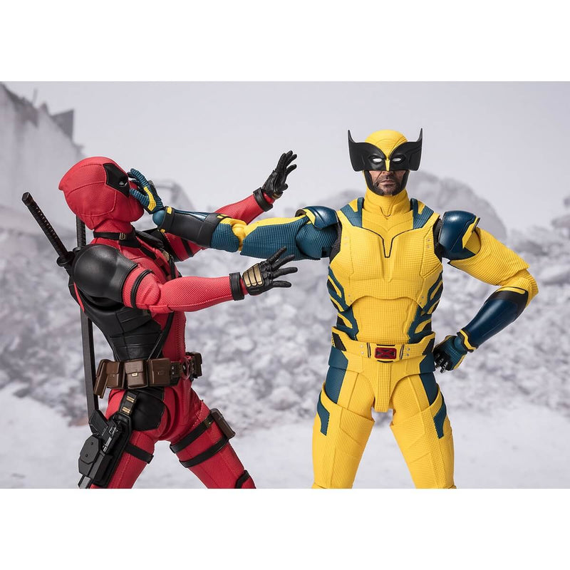 Wolverine S.H.Figuarts 6" Action Figure From Deadpool and Wolverine, holding Deadpool back with hand on face