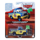 Toy truck in packaging with Disney Pixar Cars branding, Dexter Hoover with Green Flag