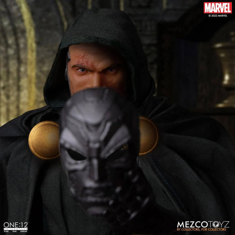 Doctor Doom, Fantastic 4 Mezco Toyz One:12 Collective Action Figure, figure unmasked