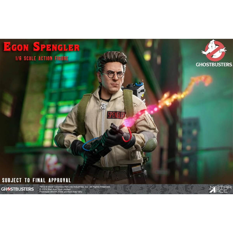 Egon Spengler Ghostbusters 1/6 Scale Collectible Action Figure - Star Ace, firing proton weapon