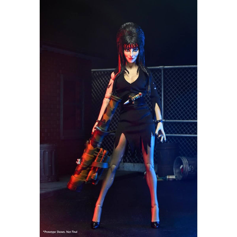 Elvira 8” Clothed Action Figure Commando Elvira - NECA, standing with bazooka accessory