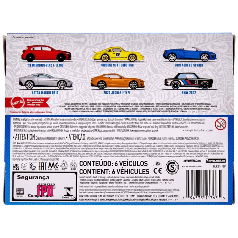 Hot Wheels 2023 European Car Culture Themed Vehicles 6-Pack, package back