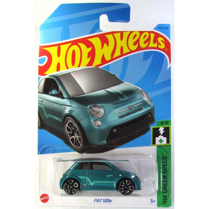 Hot Wheels 2023 Mainline HW Green Speed Series 1:64 Scale Diecast Cars (International Card), Fiat 500e Teal