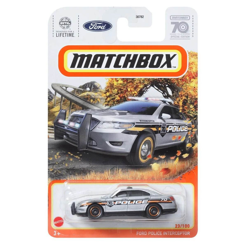 Matchbox 2023 Mainline Cars (Mix 6) 1:64 Scale Diecast Cars, Ford Police Interceptor