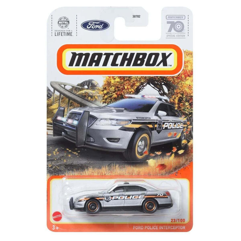 Matchbox 2023 Mainline Cars (Mix 7) 1:64 Scale Diecast Cars, Ford Police Interceptor