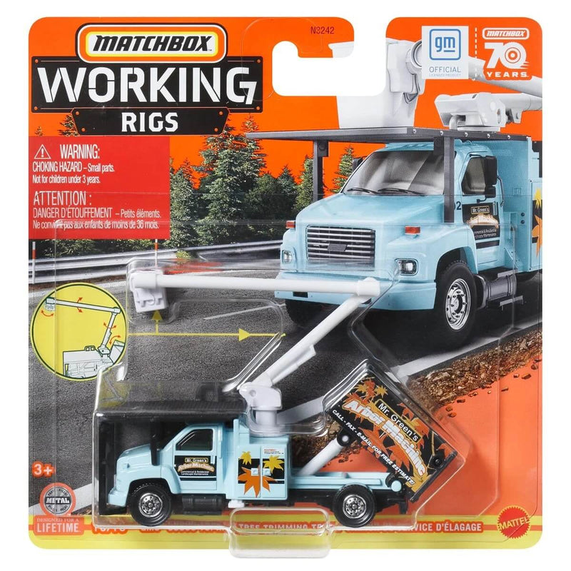 Matchbox 2023 Working Rigs (Wave 4) 1:64 Scale Diecast Vehicles, GMC C8500 Topkick Tree Trimming Truck