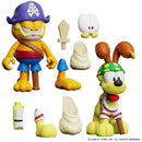 Two cartoon character Garfield and Odie action figures with accessories on a white background