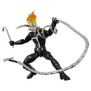 Action figure with flaming hair and chains on a white background
