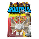 Godzilla Mecha King Ghidoran Super 7 action figure in its original blister card packaging, featuring a silver and gold dragon design with multiple heads and wings.