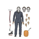 H2O Michael Myers Action figure with interchangeable heads and accessories on a white background