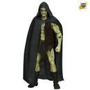 Action figure with green skin and black cape on a white background