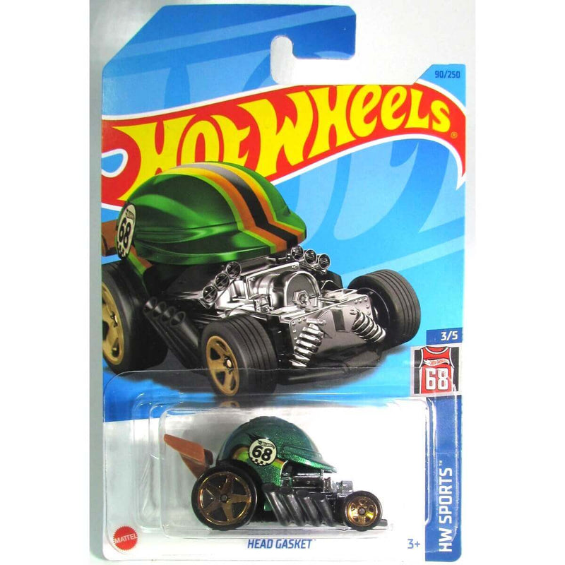 Hot Wheels 2023 Mainline HW Sports Series 1:64 Scale Diecast Cars (International Card), Head Gasket (Green) 3/5 90/050 HKK45