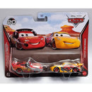 Packaged toy cars from Disney Pixar's Cars series on a desert-themed background