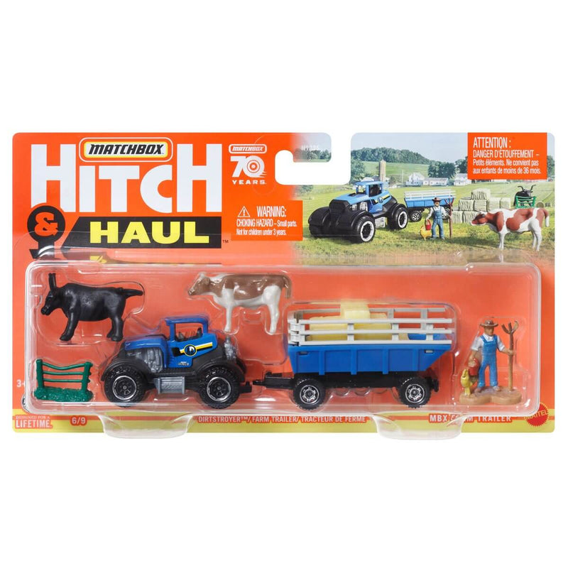 Matchbox 2023 Hitch & Haul (Wave 2) 1:64 Scale Diecast Vehicles, MBX Farm Trailer