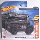 Hot Wheels 1986 Jeep Wagoneer toy car in packaging with Hot Wheels branding.