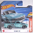 Hot Wheels '67 Chevy C10 toy car in packaging with Hot Wheels logo.