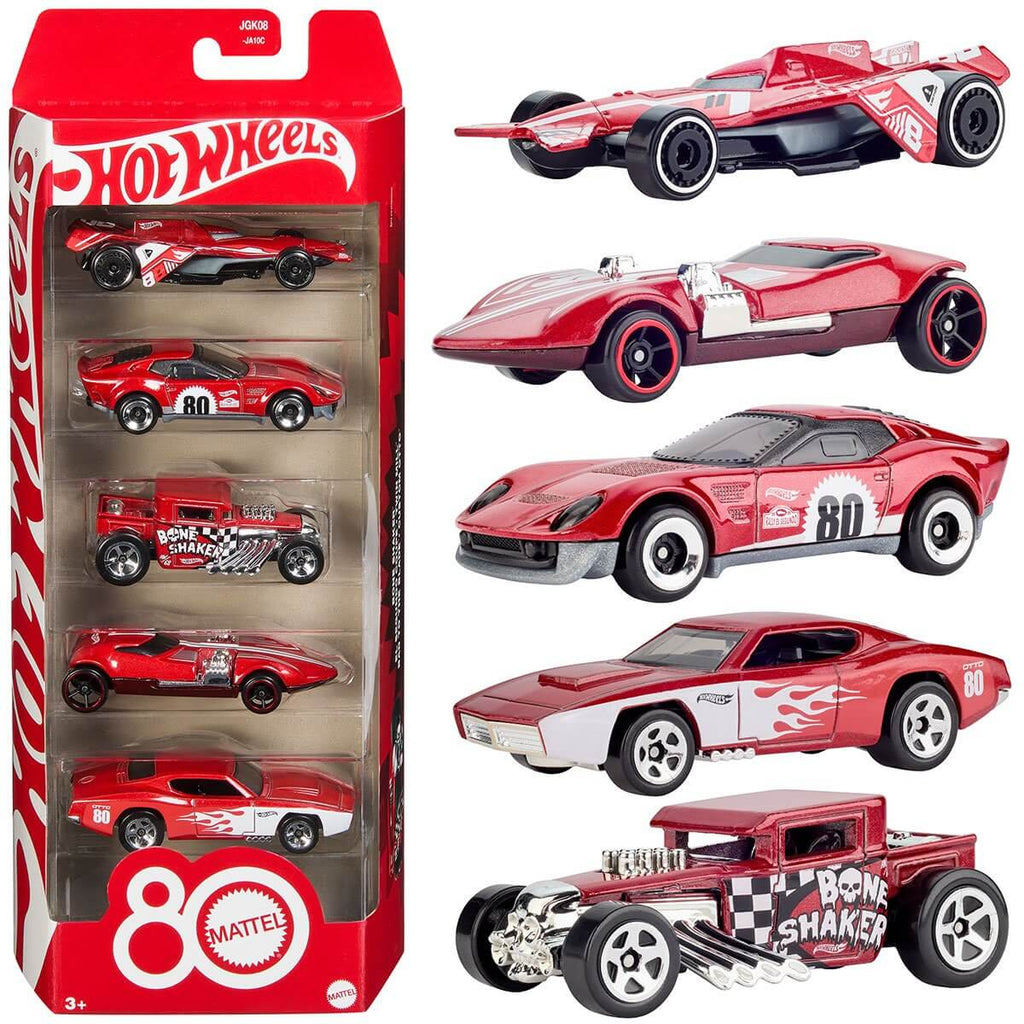 Hot Wheels Mattel 80th Anniversary Die-Cast Metal Vehicle 5-Pack