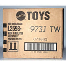 A vintage Mattel Hot Wheels Cars L2593 cardboard box, made in Malaysia, containing 72 pieces. The box is light brown cardboard with black printed text and logos, including the Mattel logo and a barcode.