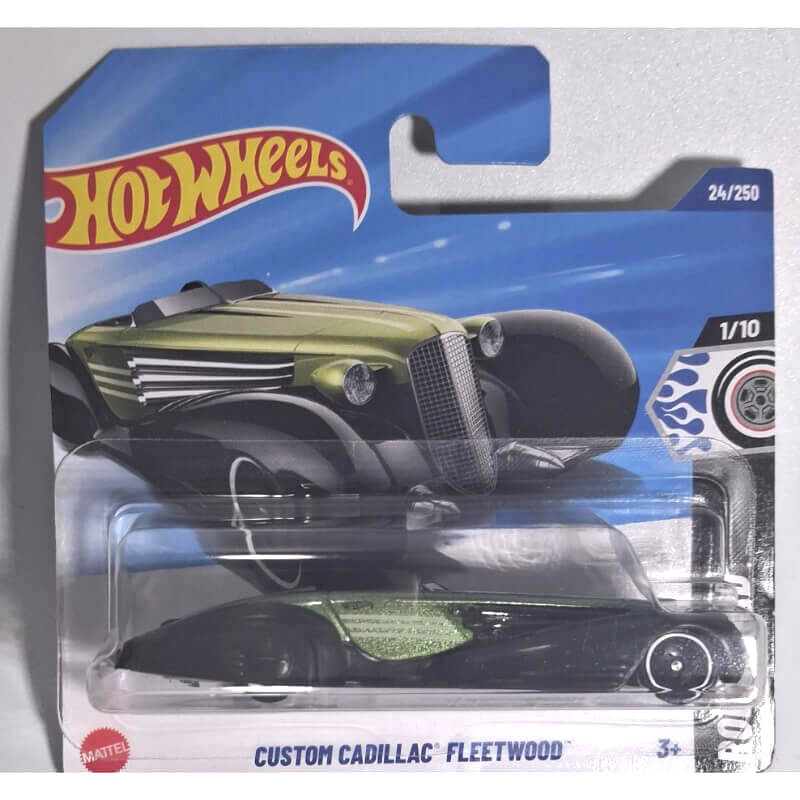Hot Wheels Custom Cadillac Fleetwood toy car in packaging