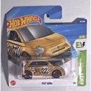 Hot Wheels Fiat 500e toy car in packaging on a gray background