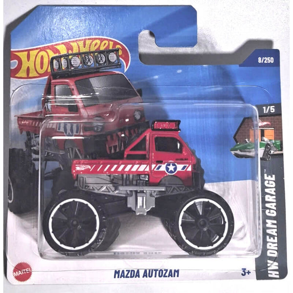 Hot Wheels Mazda Autozam toy car in packaging with blue and white background