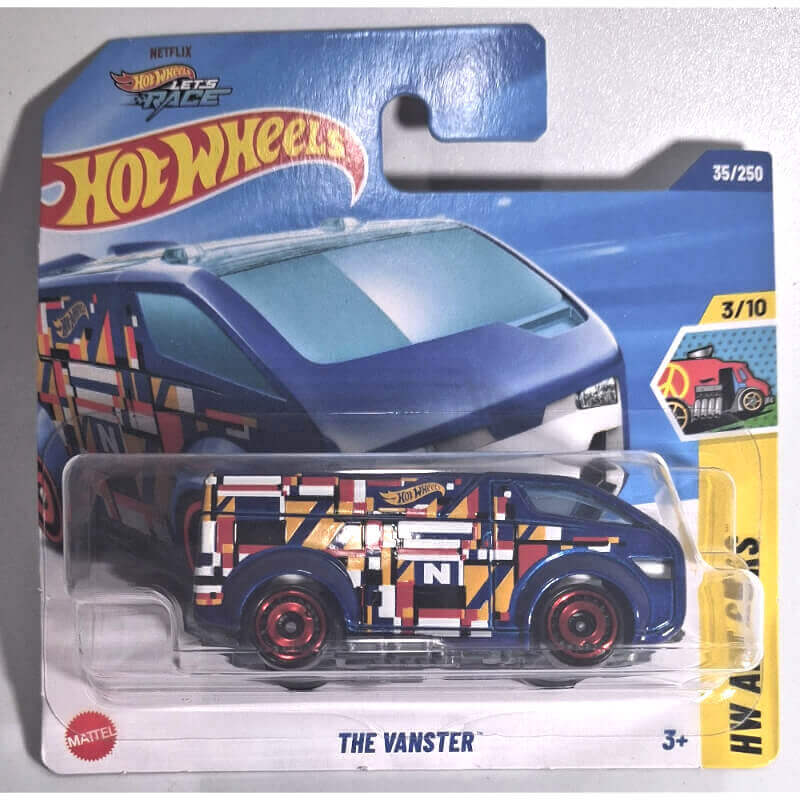 Hot Wheels 'The Vanster' toy car in packaging with colorful design
