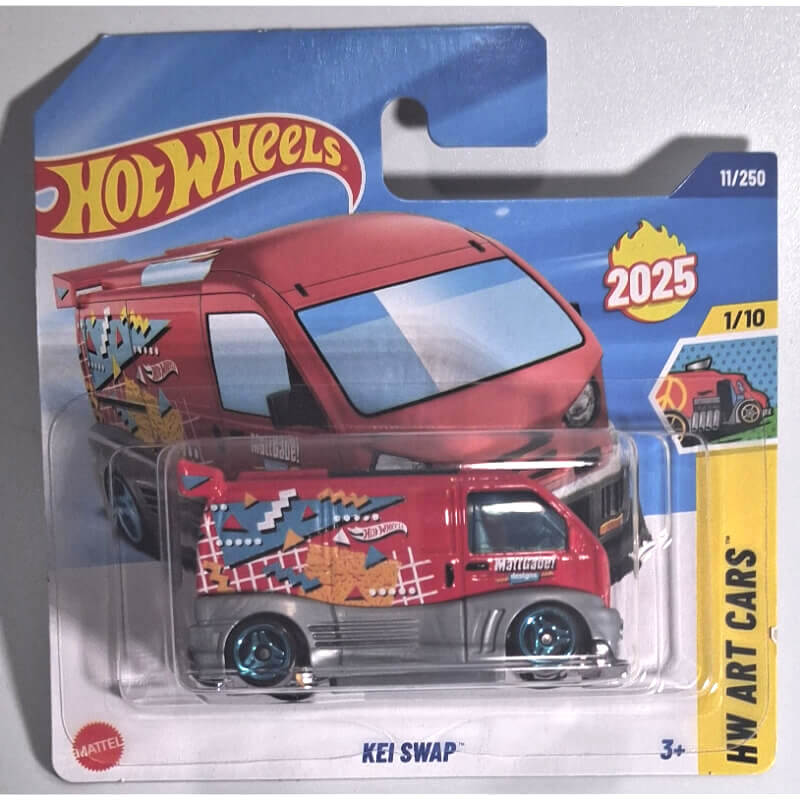 Hot Wheels toy car Kei Swap in packaging with red and multicolor design, featuring the Hot Wheels logo.