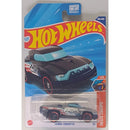 Hot Wheels toy car in packaging with blue and red accents